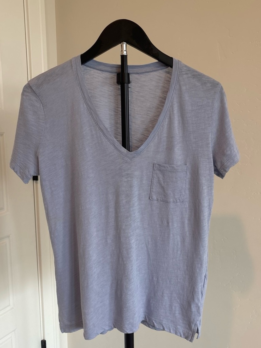 Madewell Light Blue V-Neck Pocket Tee Size Small Slub Knit Casual